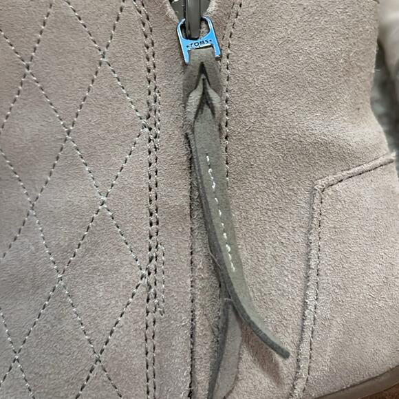 Toms Majorca Peep Toe Booties tan beige neutral Women’s Size 7 Ankle‎ Boots Nice - Picture 13 of 16